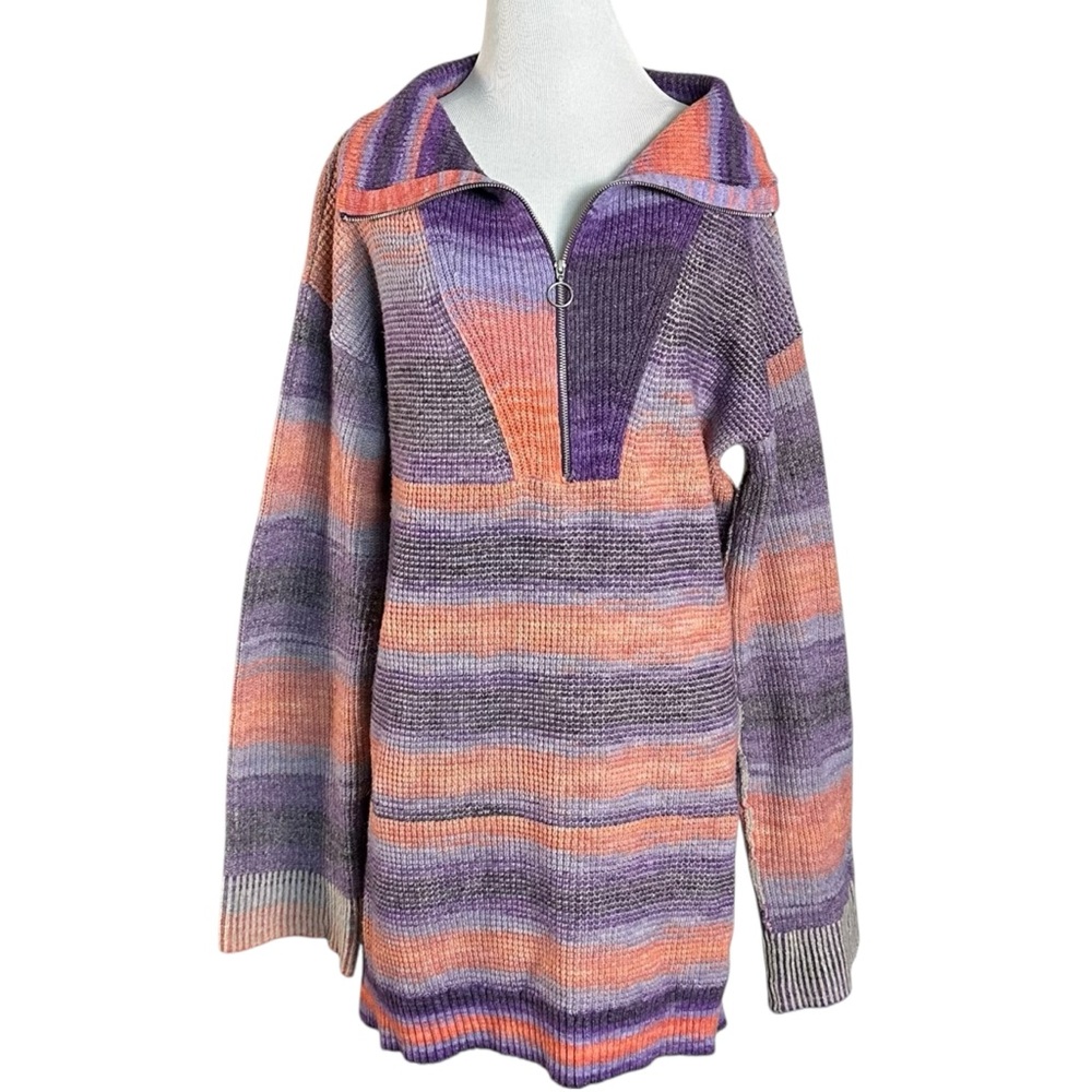 Anthropologie Daily Practice Half Zip Tunic Sweater Dress Size Small Purple Pink - Picture 6 of 16